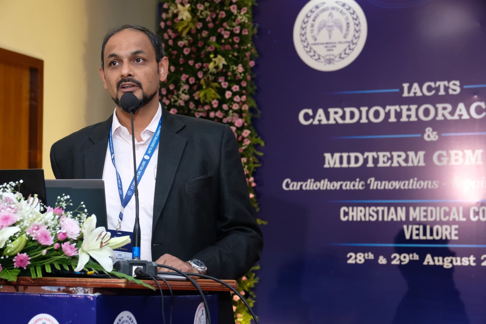 Dr Mohammad Idhrees speaking on Valve-Sparing Aortic Root Surgery at IACTS CT CME 2026 in CMC Vellore